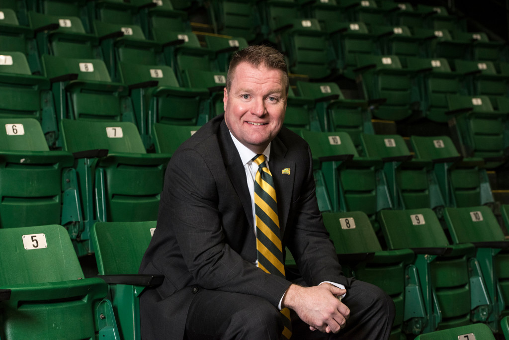 George Mason University announced today that three-time Patriot League Coach of the Year Dave Paulsen has been hired as the 10th men's basketball head coach in program history. Photo by Alexis Glenn/Creative Services/George Mason University